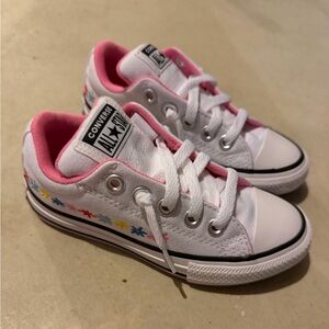 Converse Kids' White and Pink Sneakers with Colorful Accents
